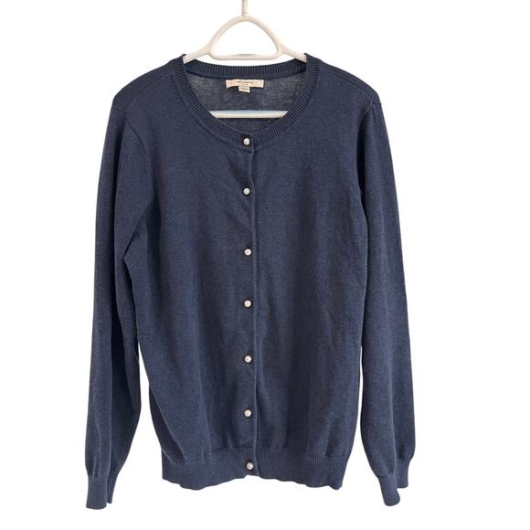 Liz Claiborne Navy Blue Button Front Cardigan - Size Large - Picture 1 of 9